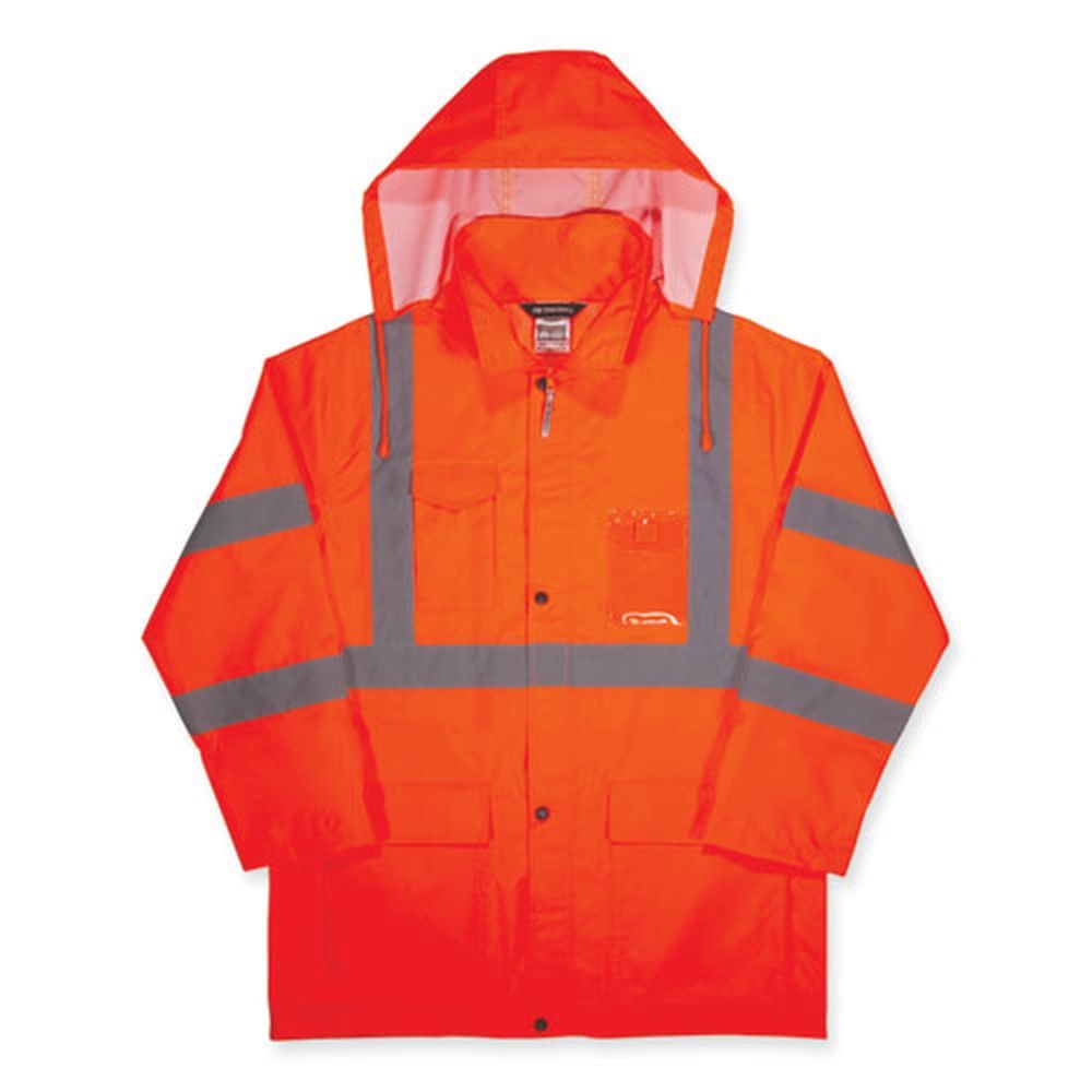 Ergodyne Glowear 8366 Polyester 5x Large Orange Class 3 Lightweight Hi-vis Rain Jacket