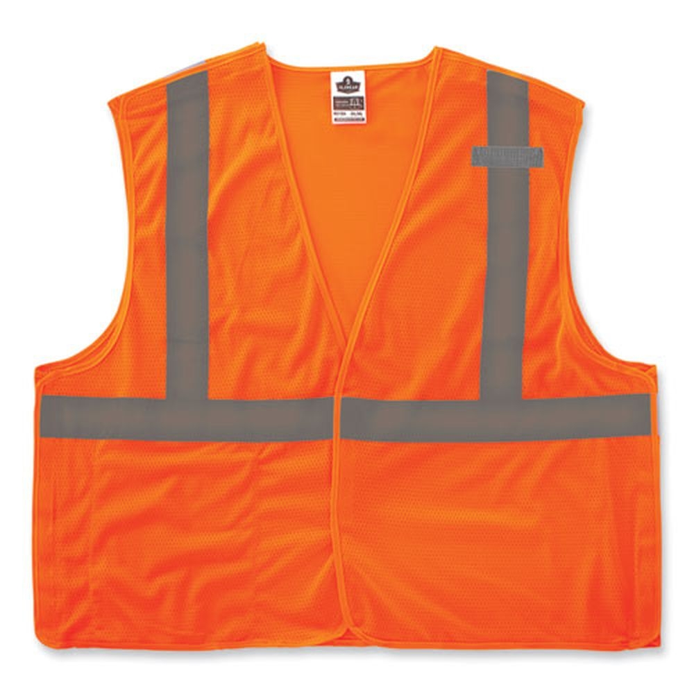 ergodyne GloWear 8215BA-S Polyester 3X Large Orange Single Size Class 2 Economy Breakaway Mesh Vest