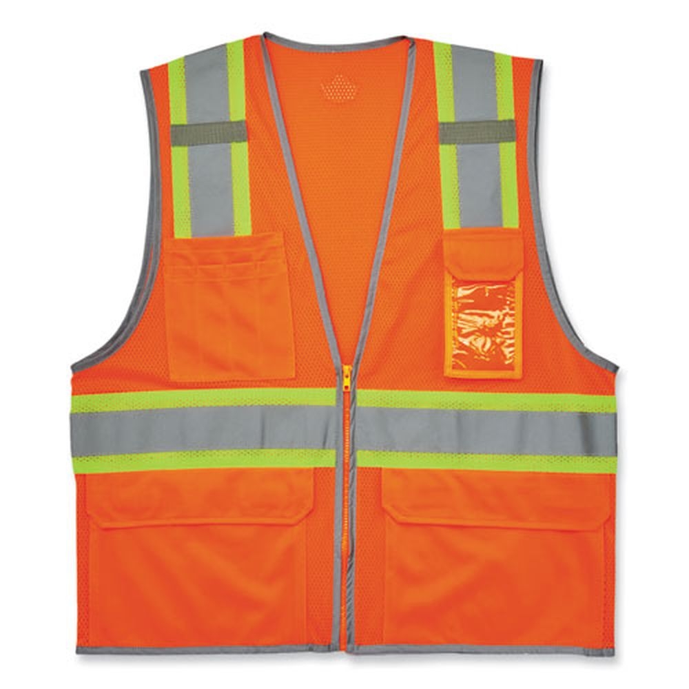ergodyne GloWear 8246Z-S Polyester 2X Large Orange Single Size Class 2 Two-Tone Mesh Vest