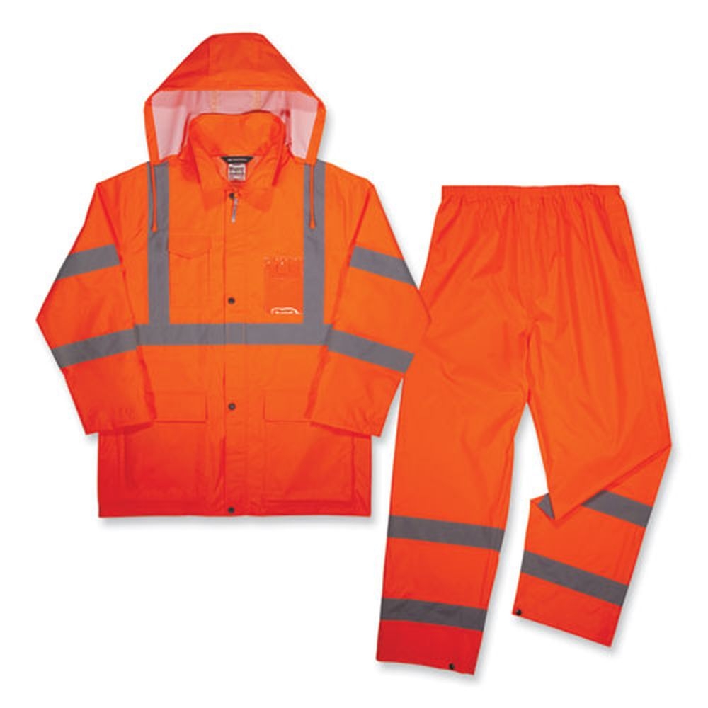 ergodyne GloWear 8376K Medium Orange Lightweight HV Rain Suit