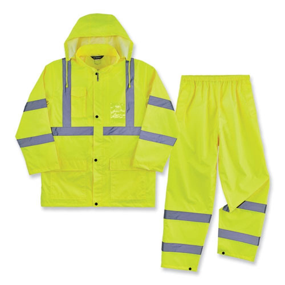 ergodyne GloWear 8376K Large Lime Lightweight HV Rain Suit