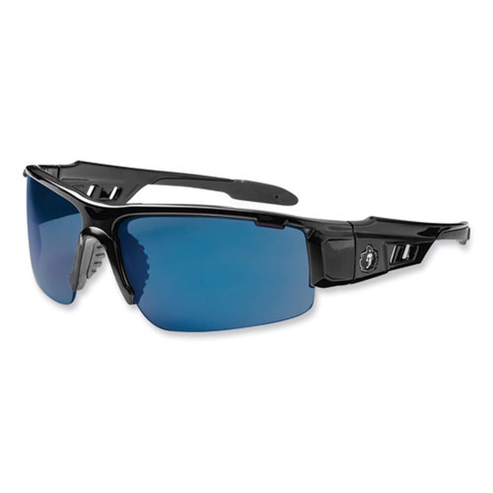 ergodyne Skullerz Dagr Safety Glasses with Black Nylon Impact Frame and Blue Mirror Polycarbonate Lens