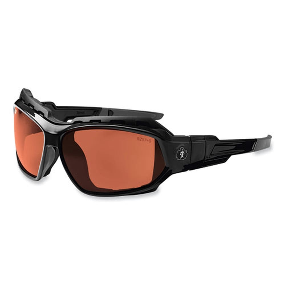 ergodyne Skullerz Loki Safety Glasses or Goggles with Black Nylon Impact Frame and Polarized Copper Polycarbonate Lens