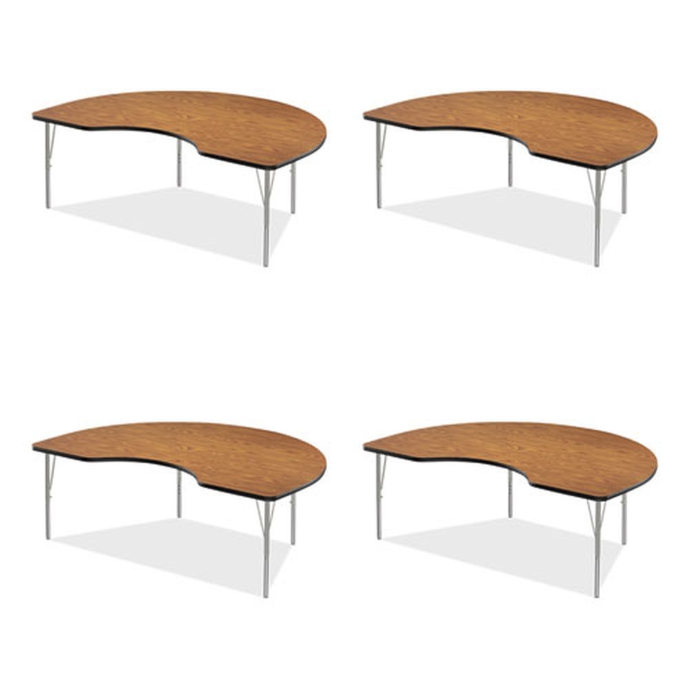 Correll Med Oak Top Gray Legs Kidney Shape Adjustable Activity Table, 72 x 48 x 19 to 29 inch -- 4 per case