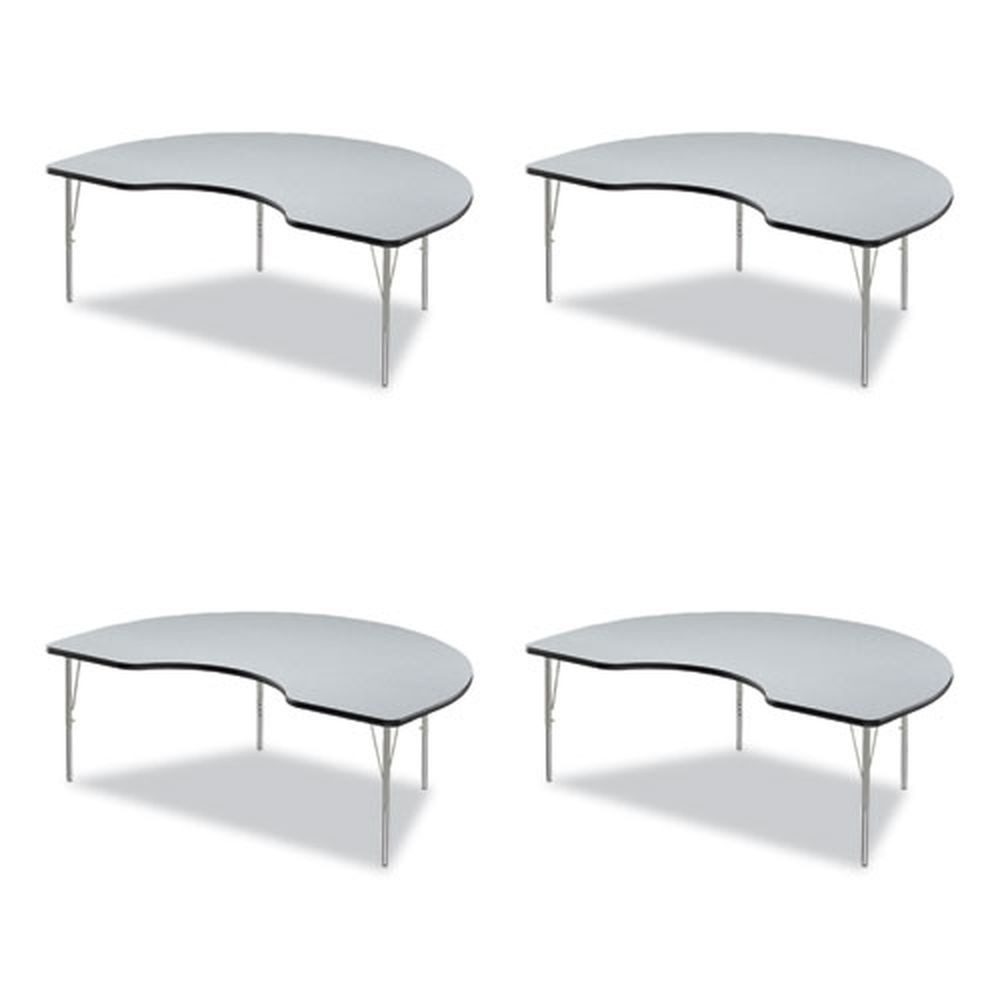 Correll Gray Top Black Legs Kidney Shaped Adjustable Activity Table, 72 x 48 x 19 to 29 inch -- 4 per case