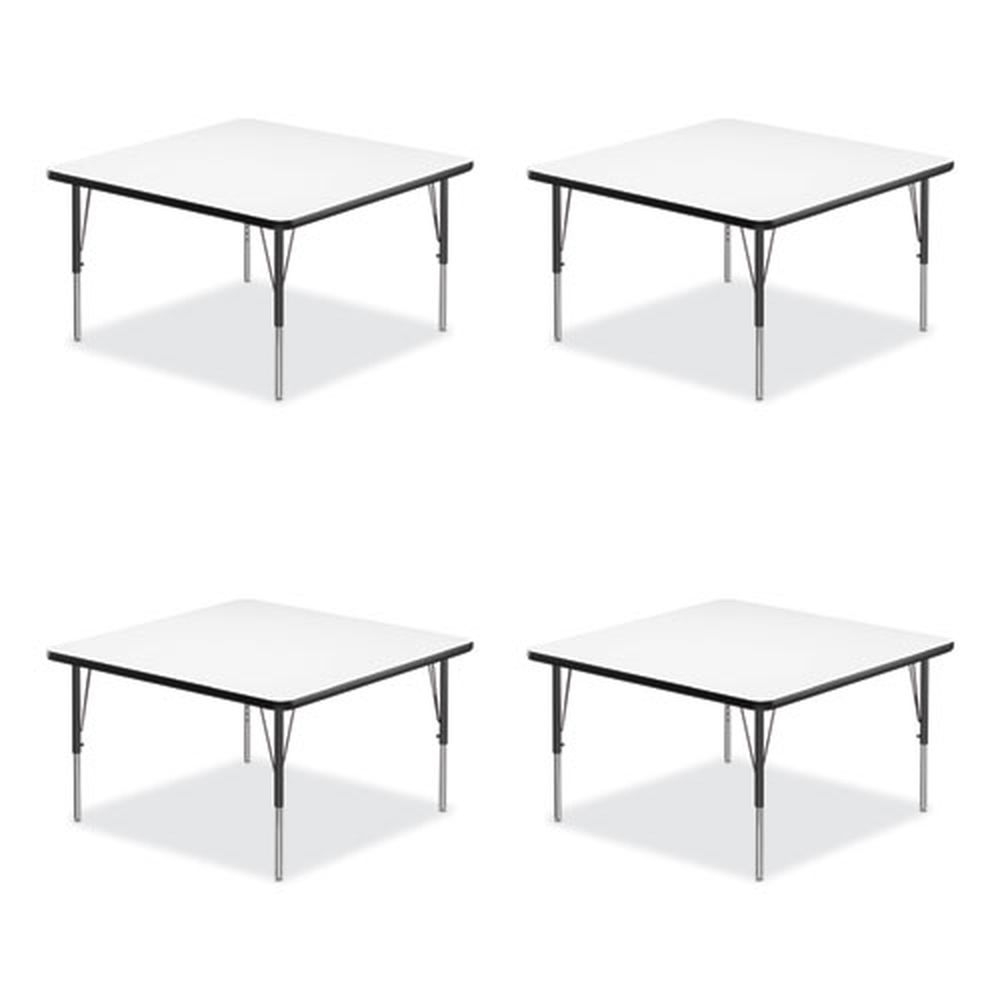 Correll White Top and Black Legs Square Markerboard Activity Table, 48 x 48 x 19 to 29 inch -- 4 per case