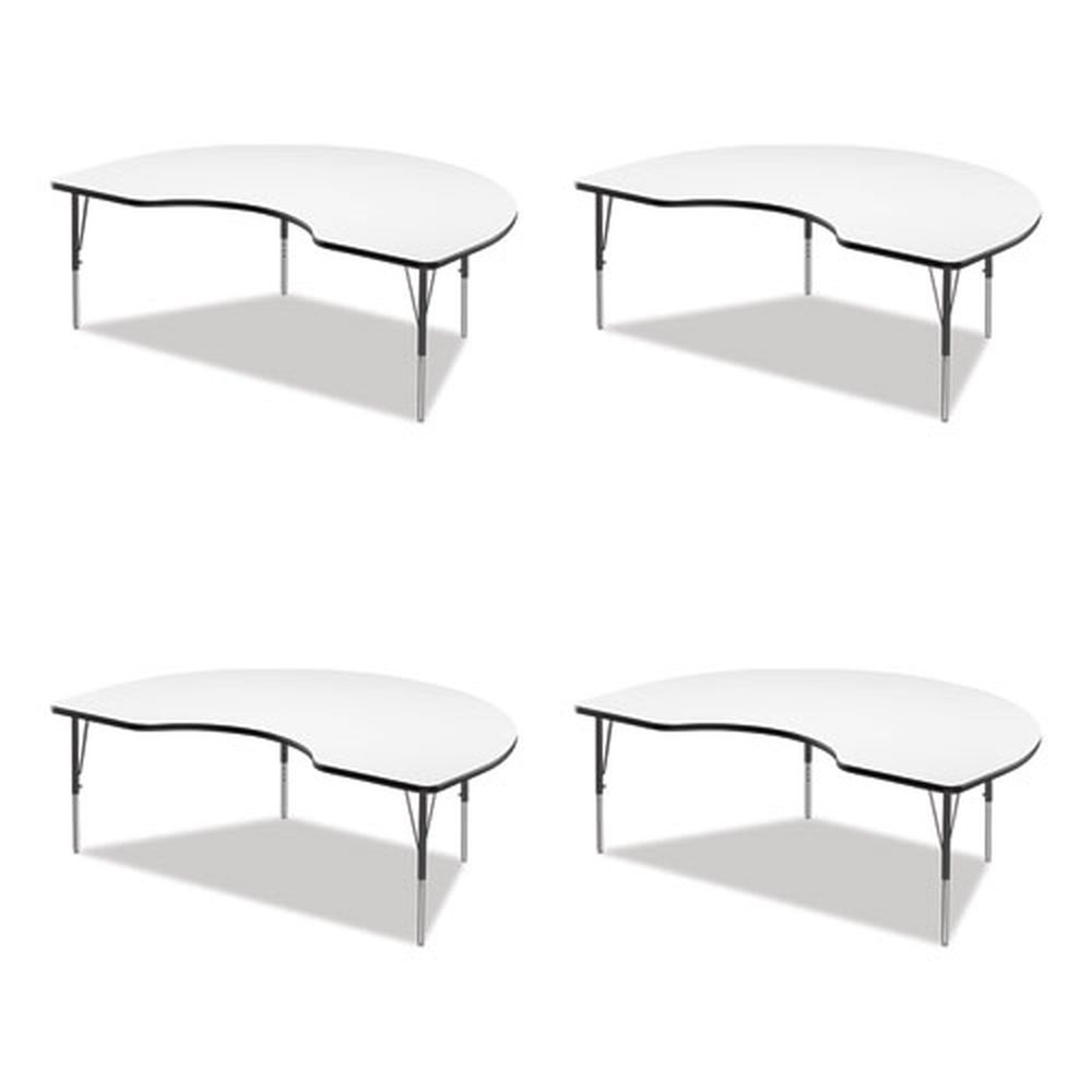 Correll White Top and Black Legs Kidney Shape Markerboard Activity Table, 72 x 48 x 19 to 29 inch -- 4 per case
