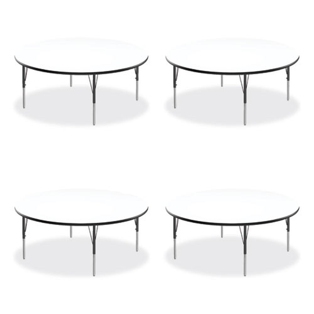 Correll White Top Black and Silver Legs Round Markerboard Activity Table, 60 x 19 to 29 inch -- 4 per case