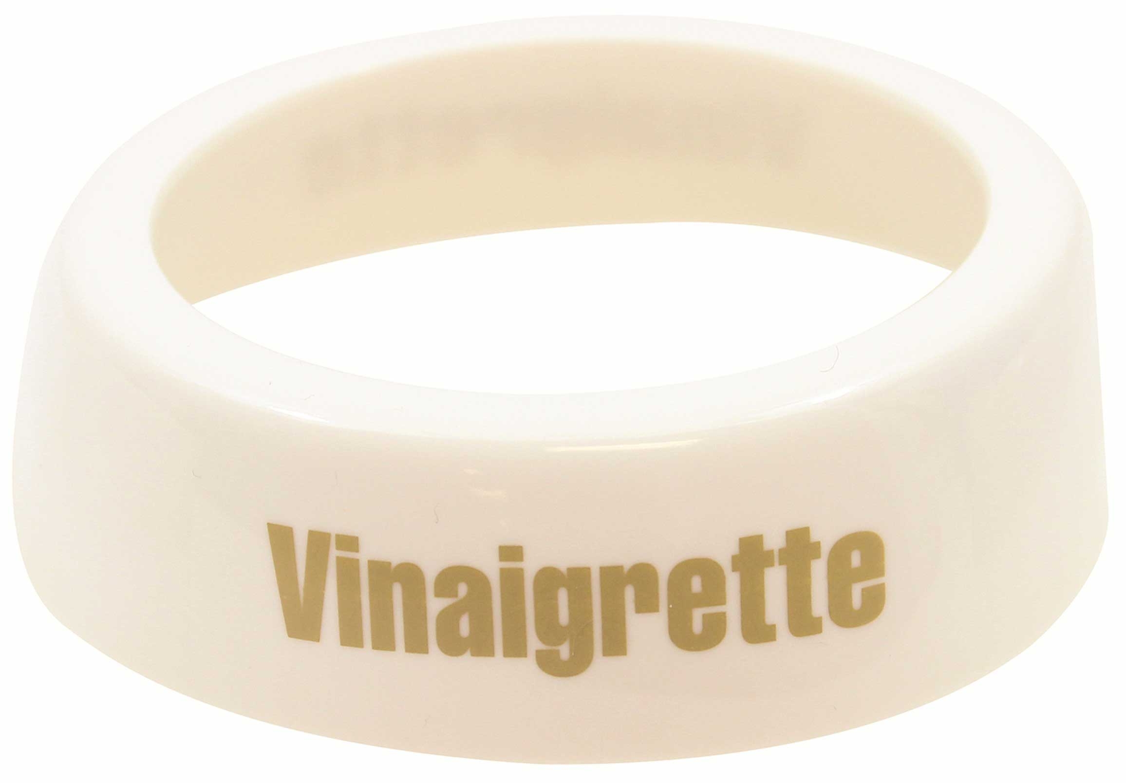 Tablecraft Plastic Vinaigrette Imprinted White Salad Dressing Dispenser Collar