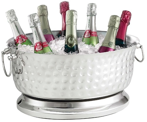 Tablecraft Bali Collection Stainless Steel Oval Double Wall Beverage Tub, 18 x 15.25 x 8.75 inch
