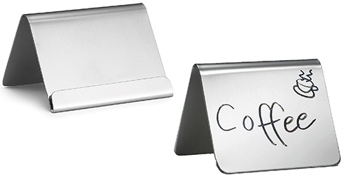 Tablecraft Stainless Steel Card Holder with Lip, 2.5 x 1.8 inch