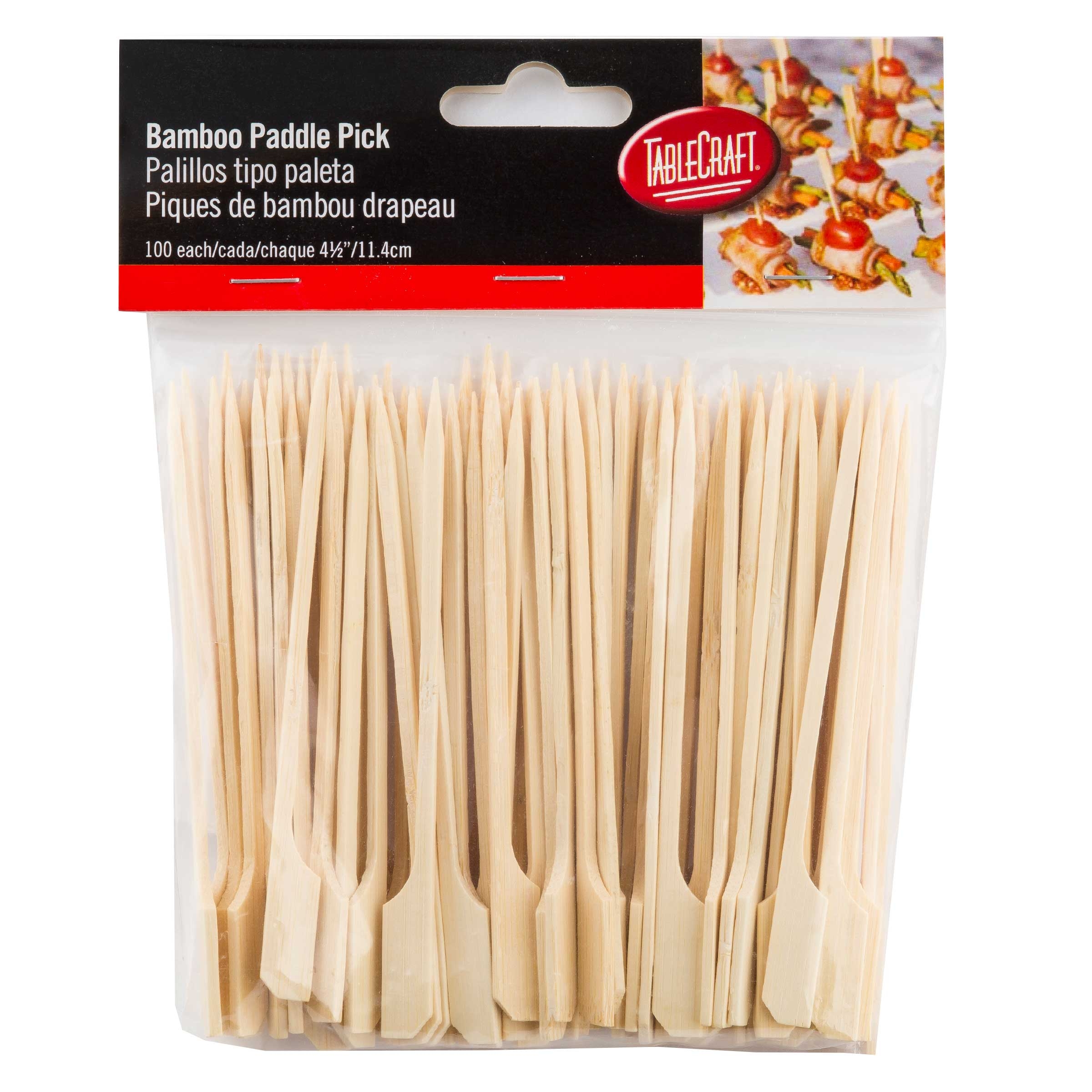 Tablecraft Bamboo Paddle Pick, 4.5 inch -- 100 per case