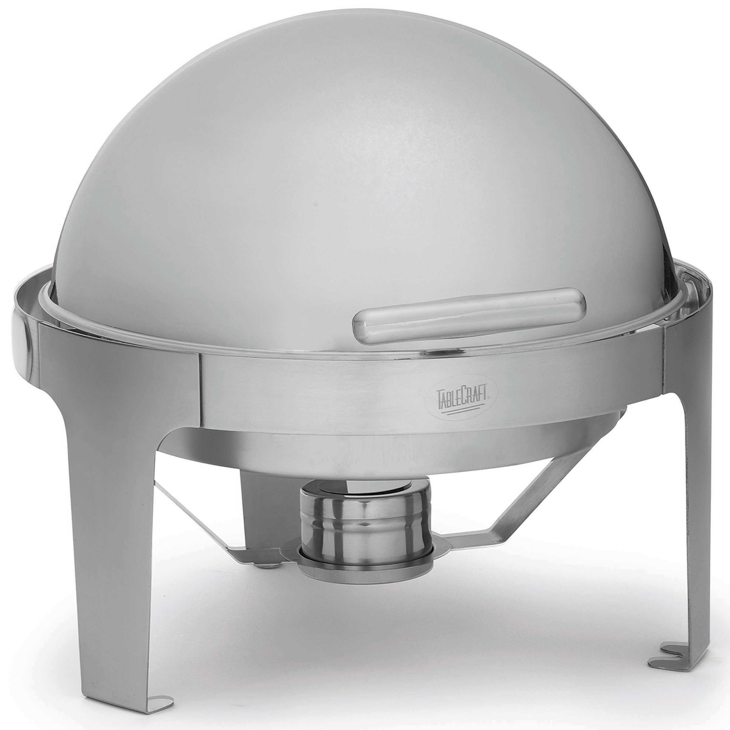Tablecraft Stainless Steel Round Fuel Server Roll Top Chafer, 16 inch