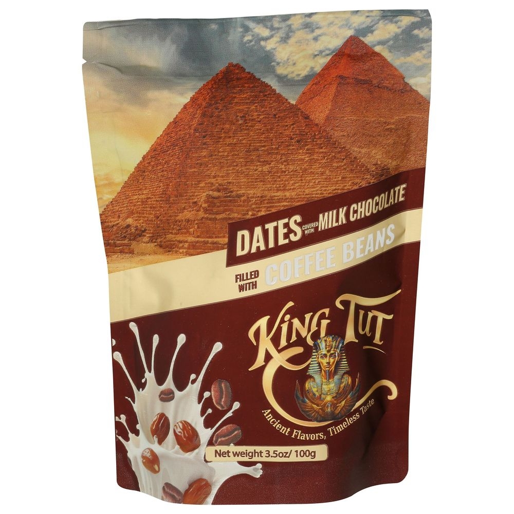 King Tut Dates Covered with Milk Chocolate Filled with Coffee Beans, 3.5 Ounce -- 6 per case