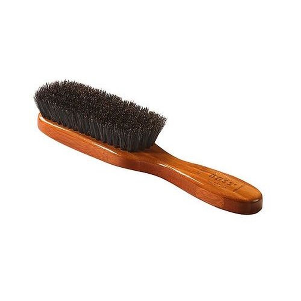 Bass 876SB Dark Bamboo Semi Oval Hairbrush with Wild Boar Soft Natural Bristles