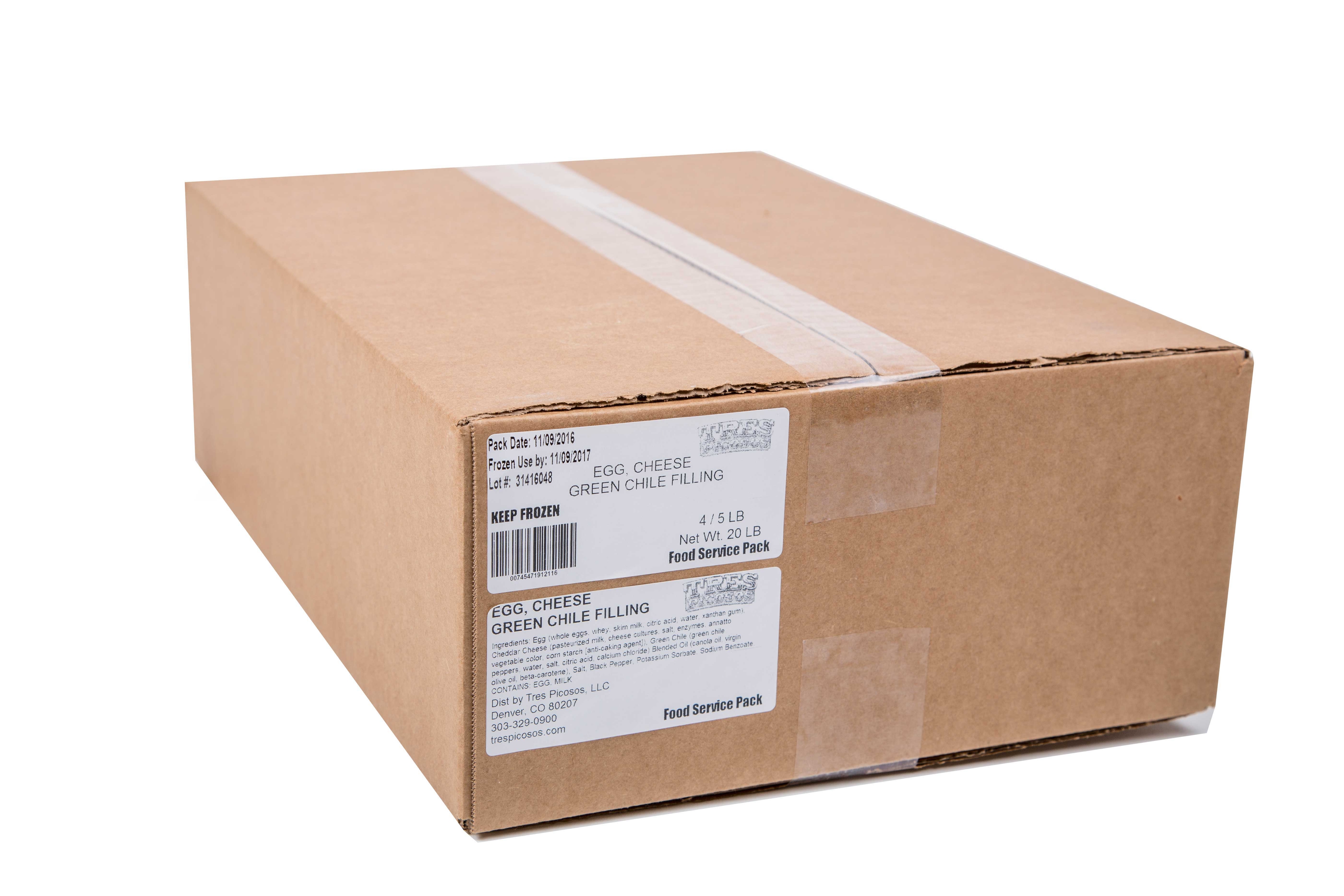 Naughty Chile Taqueria Fluffy Eggs with Cheddar and Green Chile, 20 Pound.