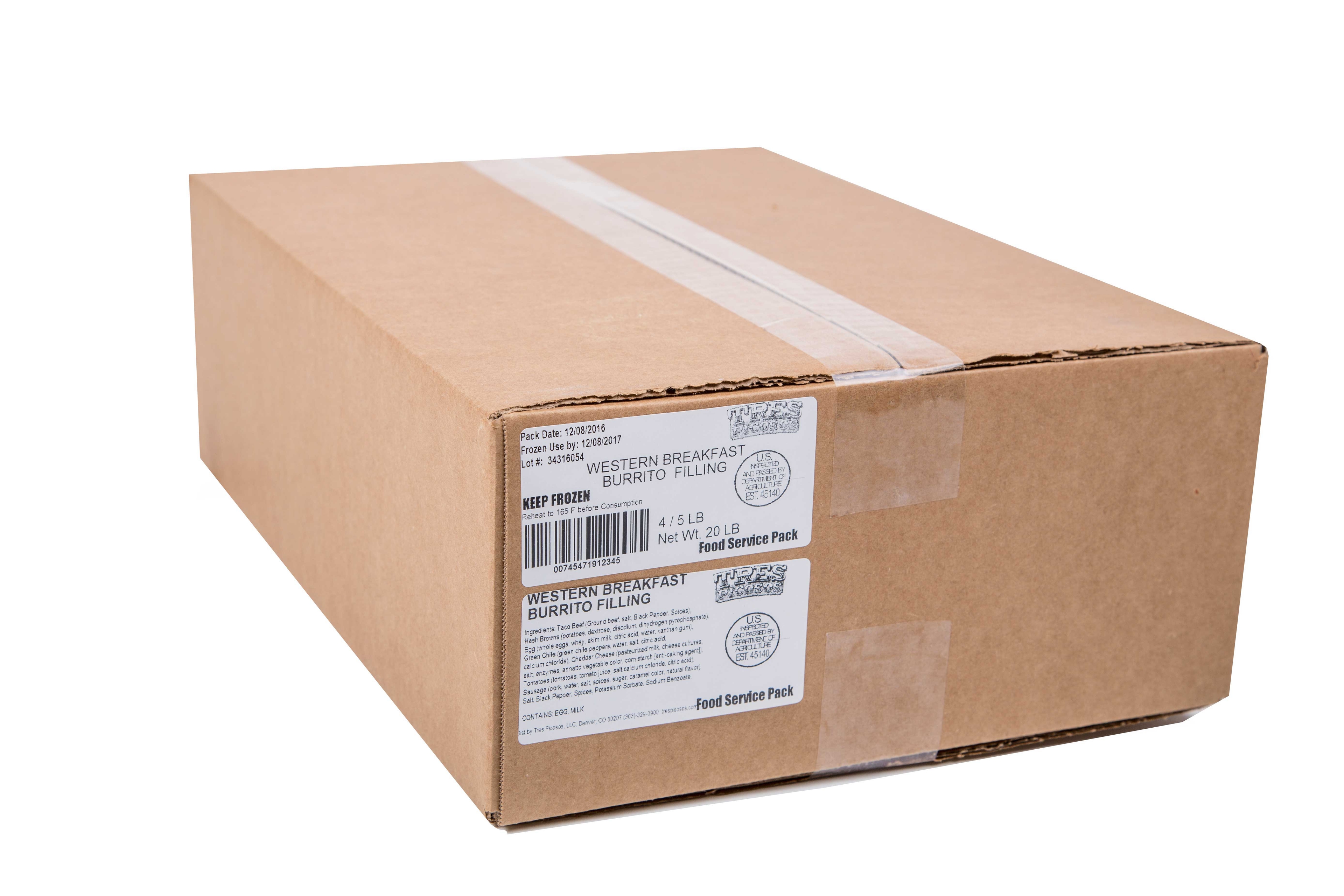 Naughty Chile Taqueria Western Breakfast Burrito Blend Scrambled Egg, 20 Pound.