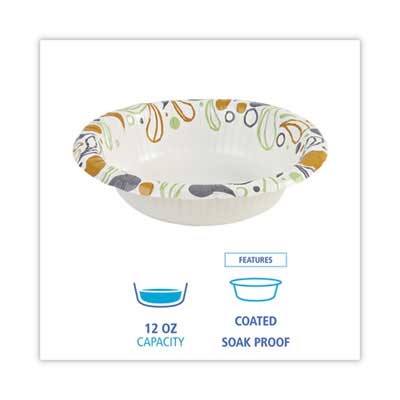 Boardwalk Coated Soak Proof Deerfield Printed Paper Bowl, 12 Ounce - 125 per pack -- 8 packs per case