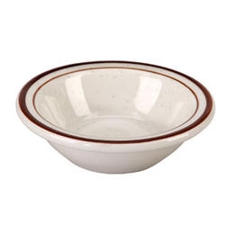 Vertex China Caravan Brown Speckled Double Band Undecorated American White Fruit Bowl, 4 5/8 inch -- 36 per case.