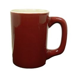 Vertex China Vista Collection Log Home Burgundy White Mug, 11 Ounce -- 36 per case.