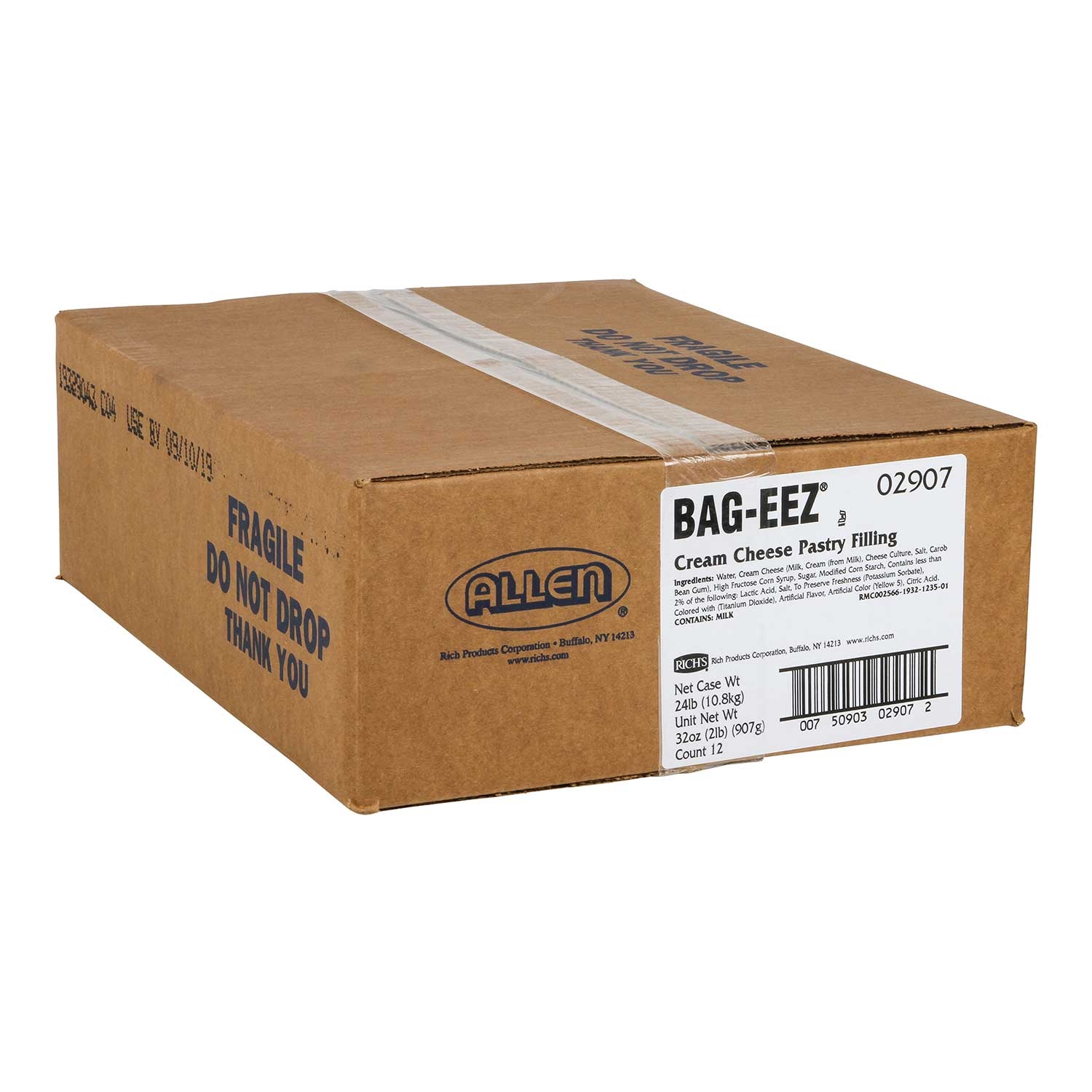 Rich JW Allen Cream Cheese Pastry Filling, 2 Pound -- 12 per case.