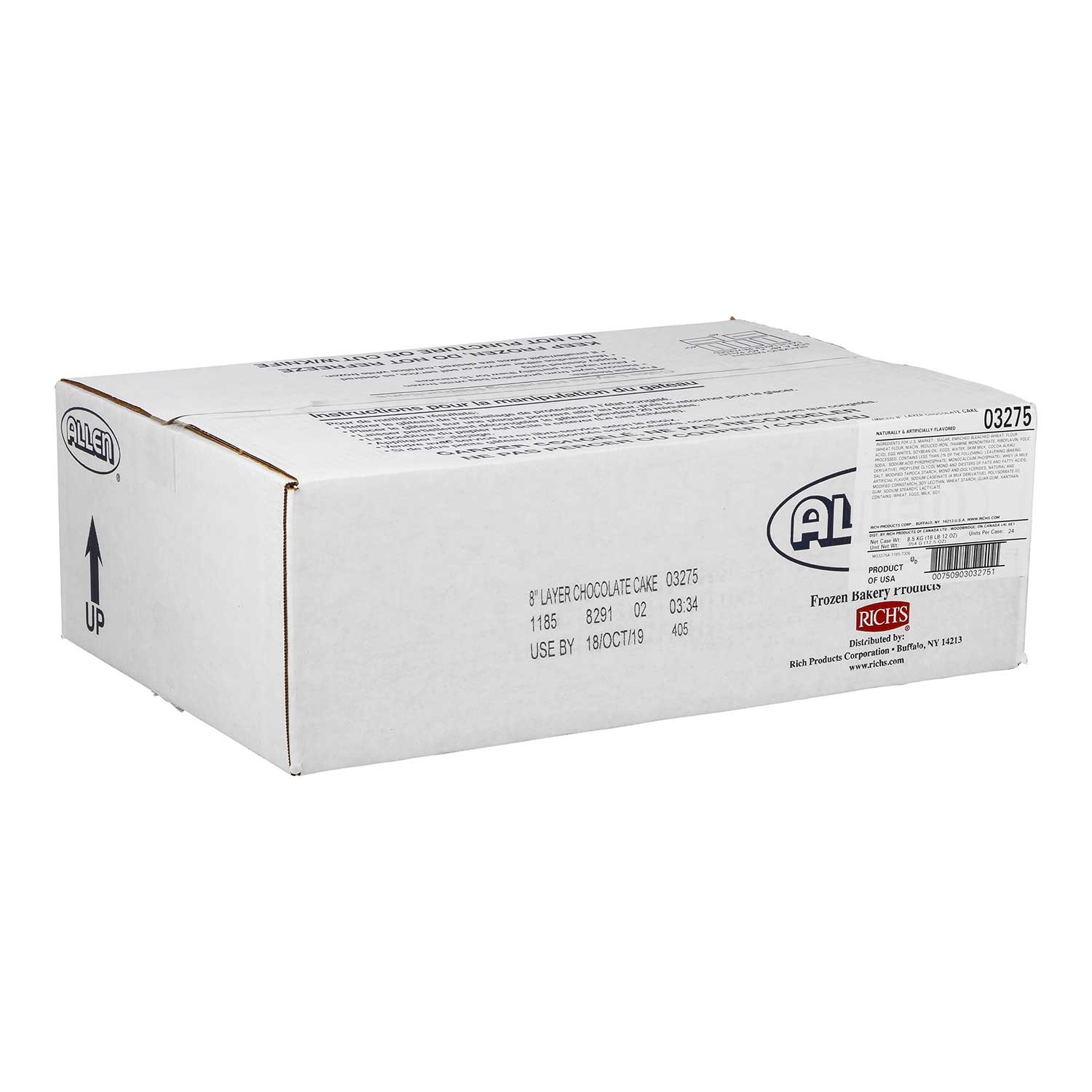 Rich JWA Uniced Round Chocolate Cake, 12 Ounce -- 24 per case.