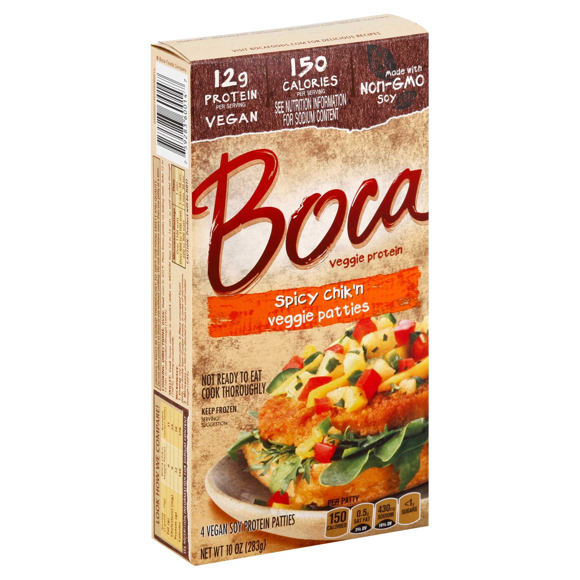 Boca Foods Spicy Chicken Patty, 10 Ounce -- 12 per case