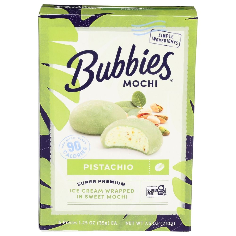Bubbies Mochi Pistachio Ice Cream, 7.5 Ounce -- 8 per case