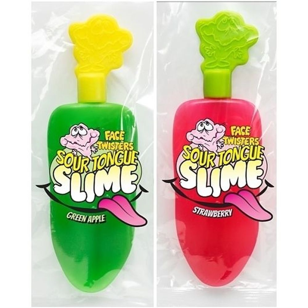 Face Twisters Strawberry/Green Apple Sour Tongue Slime Candy, 1.4 Ounce -- 144 per case