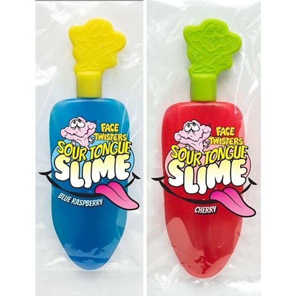 Face Twisters Blue Raspberry Cherry Sour Tongue Slime Candy, 1.4 Ounce -- 144 per case