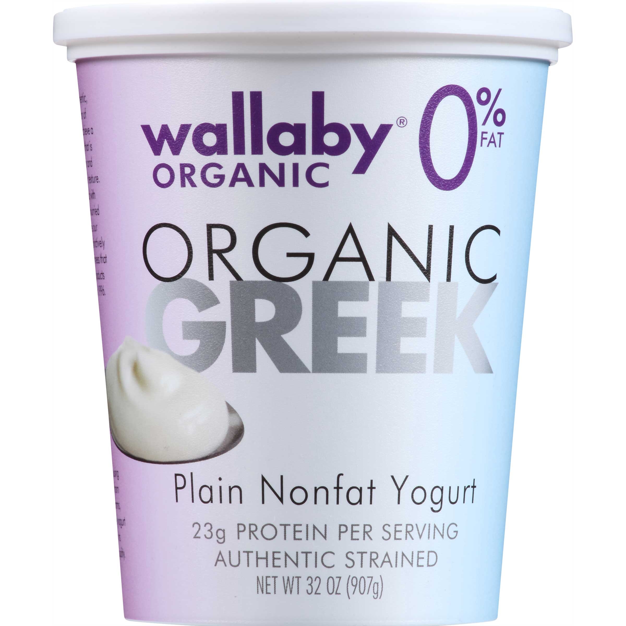 Wallaby Yogurt Company Organic Plain Greek Nonfat Yogurt, 32 Ounce -- 6 per case
