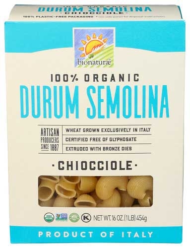 Bionaturae Organic Durum Semolina Chiocciole Pasta, 16 Ounce -- 12 per case.