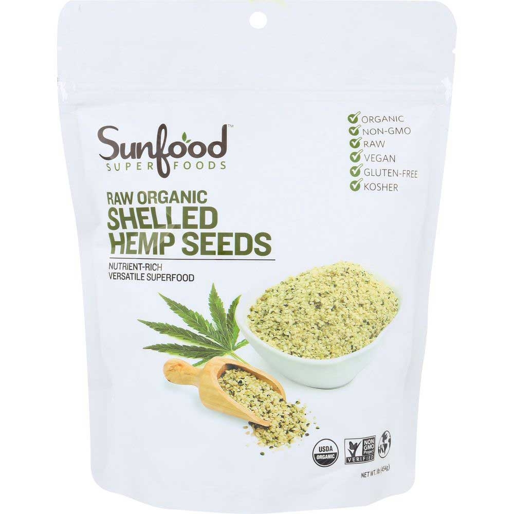 Sunfood Organic Raw Shelled Hemp Seed, 1 Pound