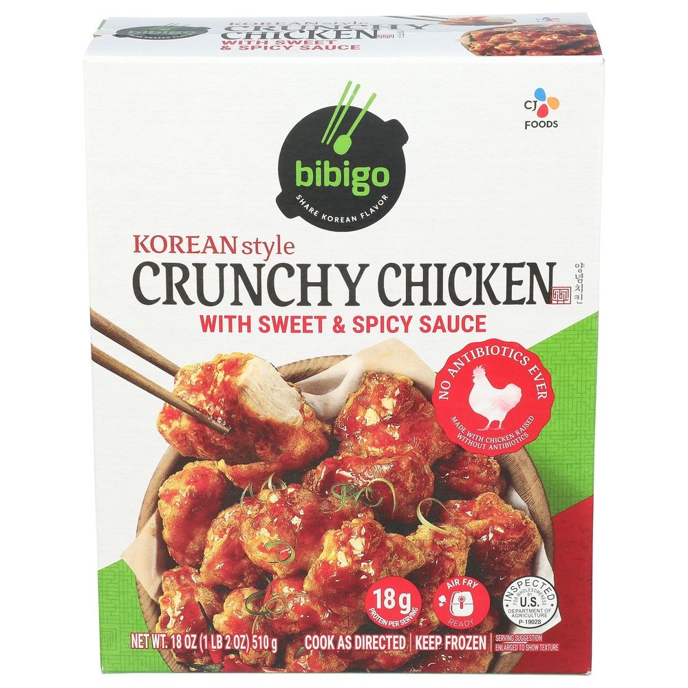 Bibigo Korean Style Crunchy Chicken with Sweet and Spicy Sauce, 18 Ounce -- 10 per case