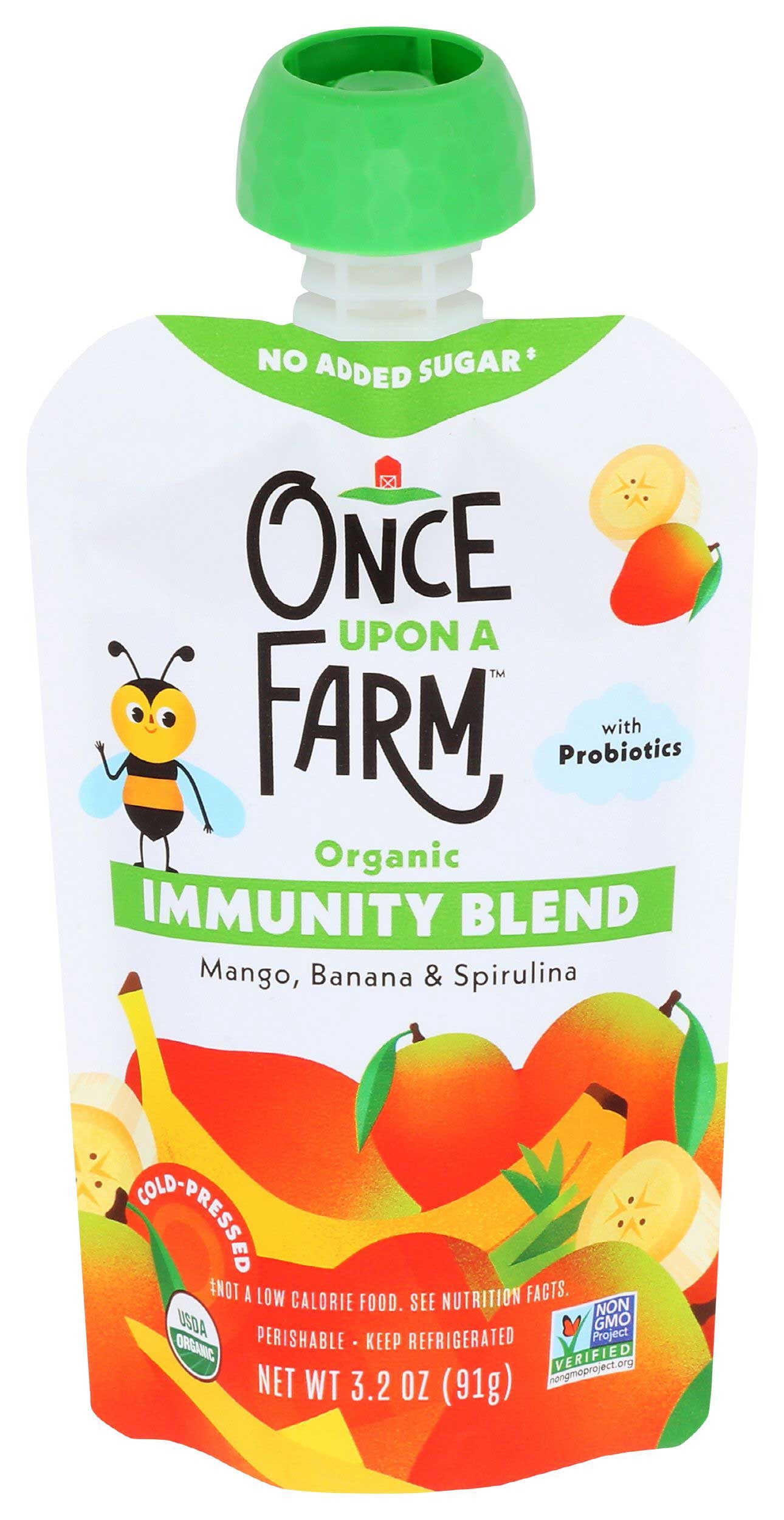 Once Upon A Farm Organic Mango Banana and Spirulina Immunity Blend, 3.2 Ounce -- 8 per case