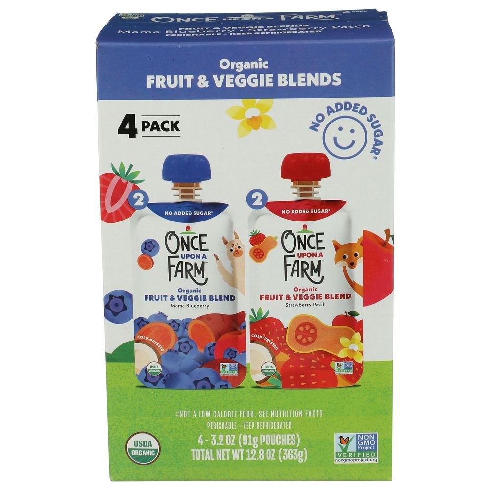 Once Upon a Farm Organic Mama Blueberry Strawberry Patch Fruit and Veggie Blend, 12.8 Ounce -- 6 per case