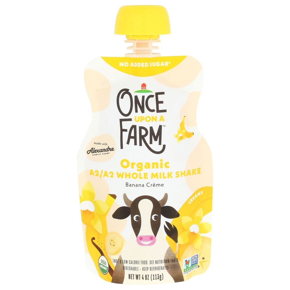 Once Upon A Farm Organic Banana Creme A2/A2 Whole Milk Shake, 4 Ounce -- 8 per case