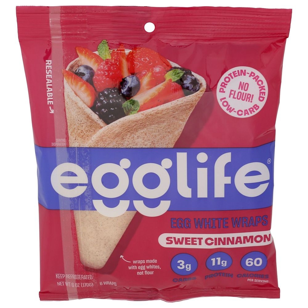 Egglife Sweet Cinnamon Egg White Wrap, 6 count -- 12 per case