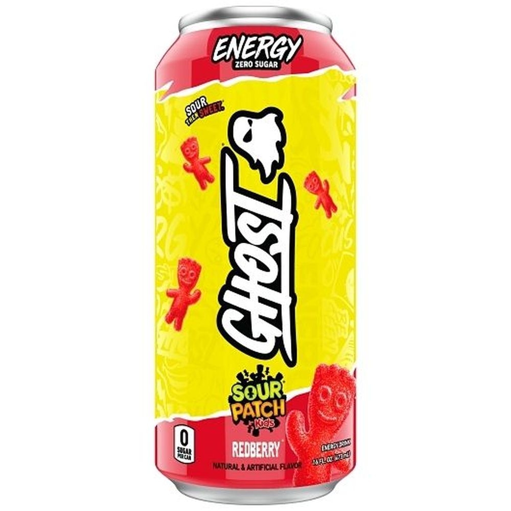 Ghost Sour Patch Kids Redberry Energy Drink, 16 Fluid Ounce - 12 per case