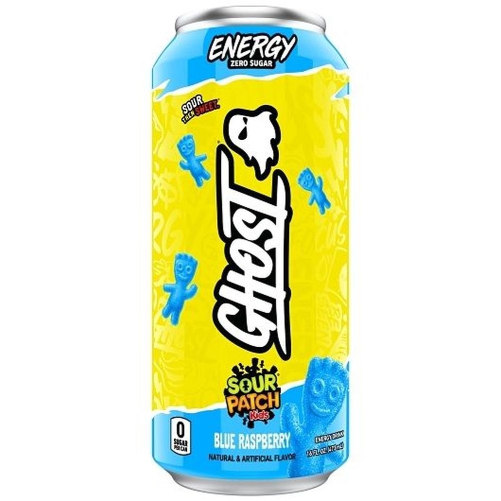 Ghost Sour Patch Kids Blue Raspberry Energy Drink, 16 Fluid Ounce - 12 per case
