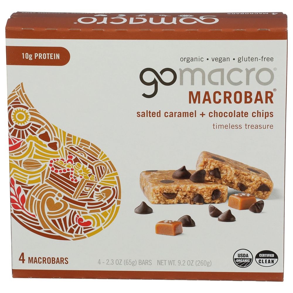 Gomacro Macrobar 2.3 Ounce Salted Caramel Chocolate Chip Bar, 4 count -- 7 per case