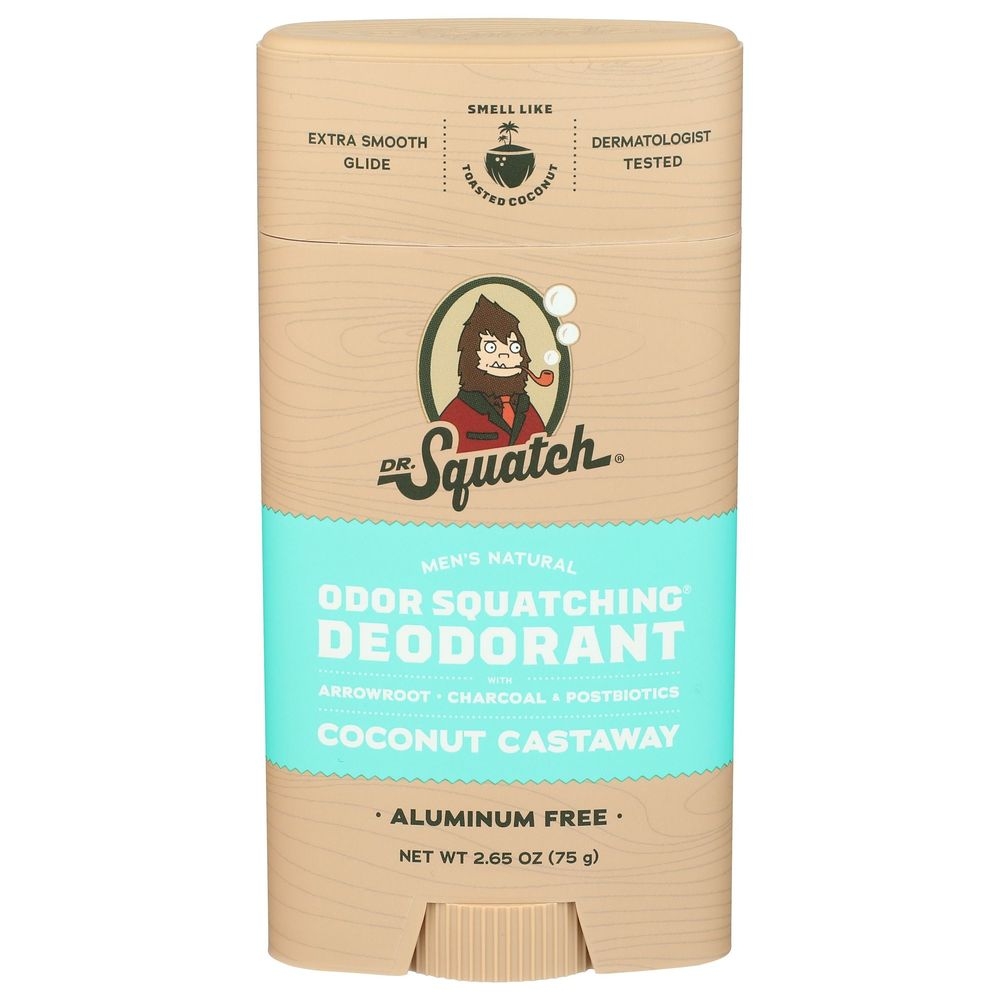 Dr. Squatch Coconut Castaway Mens Natural Odor Squatching Deodorant, 2.65 Ounce