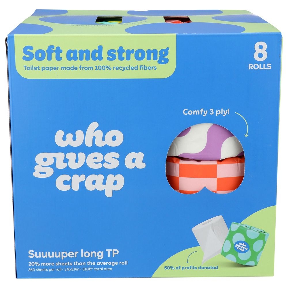 Who Gives A Crap Recycled Toilet Paper Roll, 8 count -- 4 per case