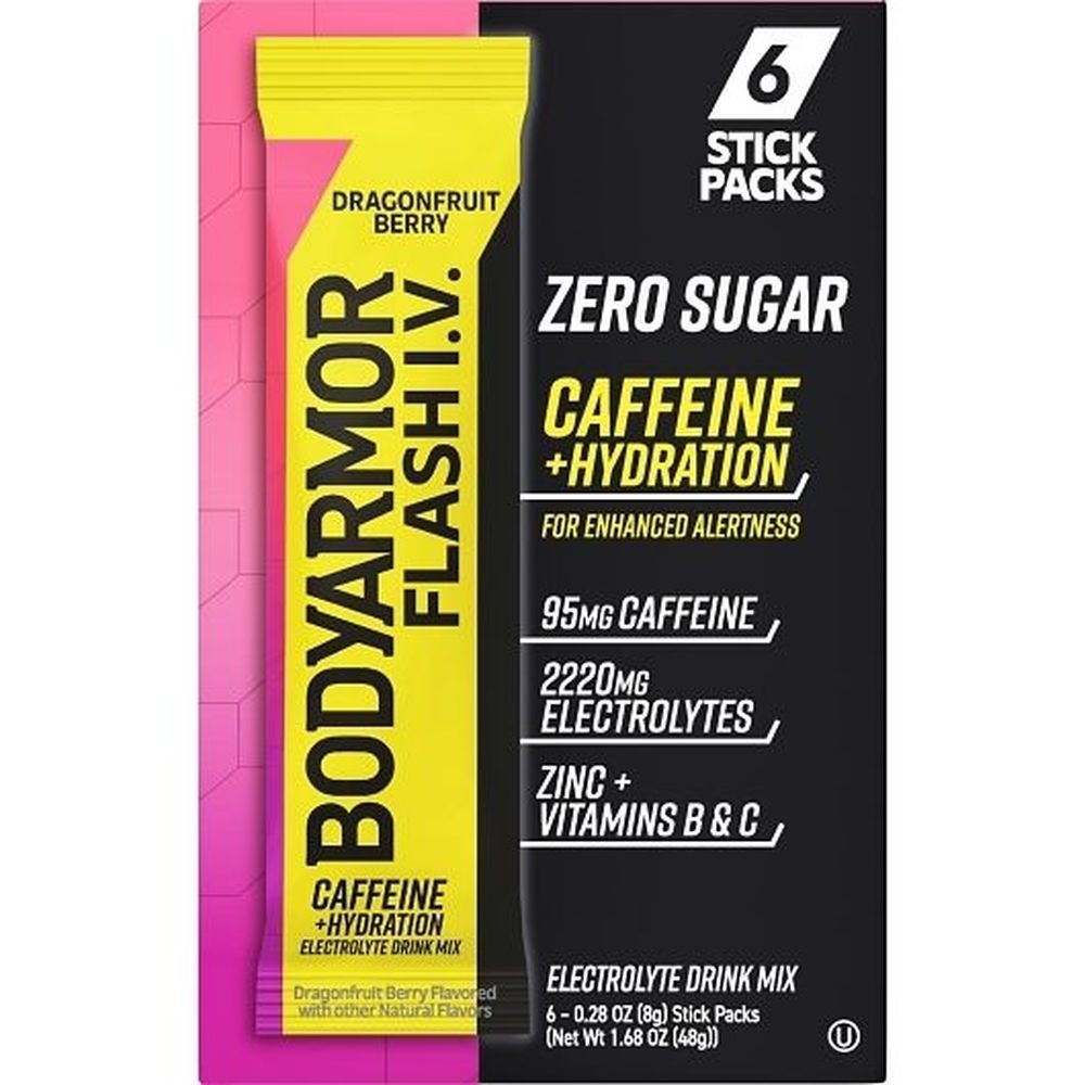Bodyarmor Flash Iv Ko Caffeine Plus Hydration Dragonfruit Berry Electrolyte Drink Mix, 0.28 Ounce - 72 per case