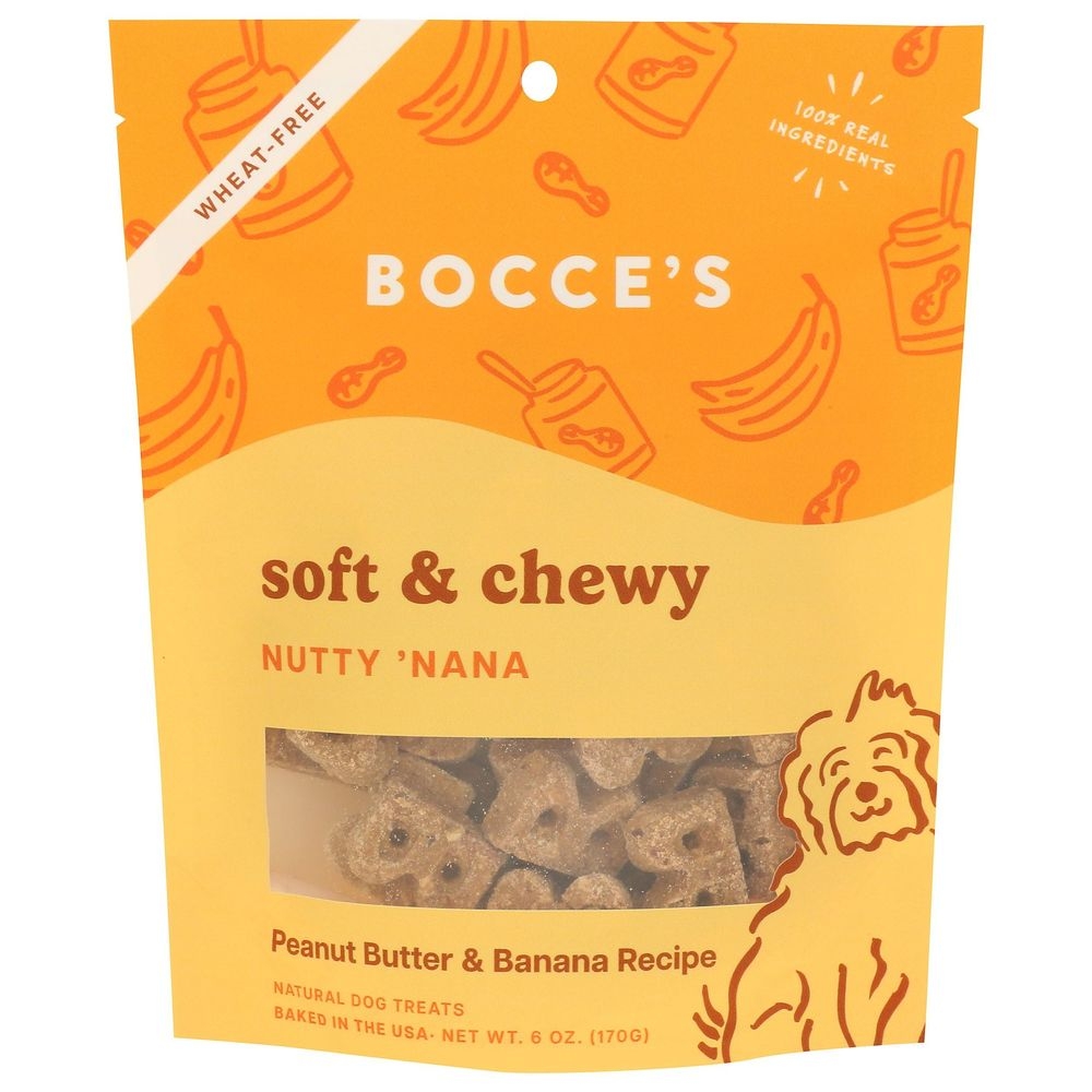 Bocces Nutty Nana Peanut Butter and Banana Recipe Soft and Chewy Dog Treat, 6 Ounce -- 12 per case