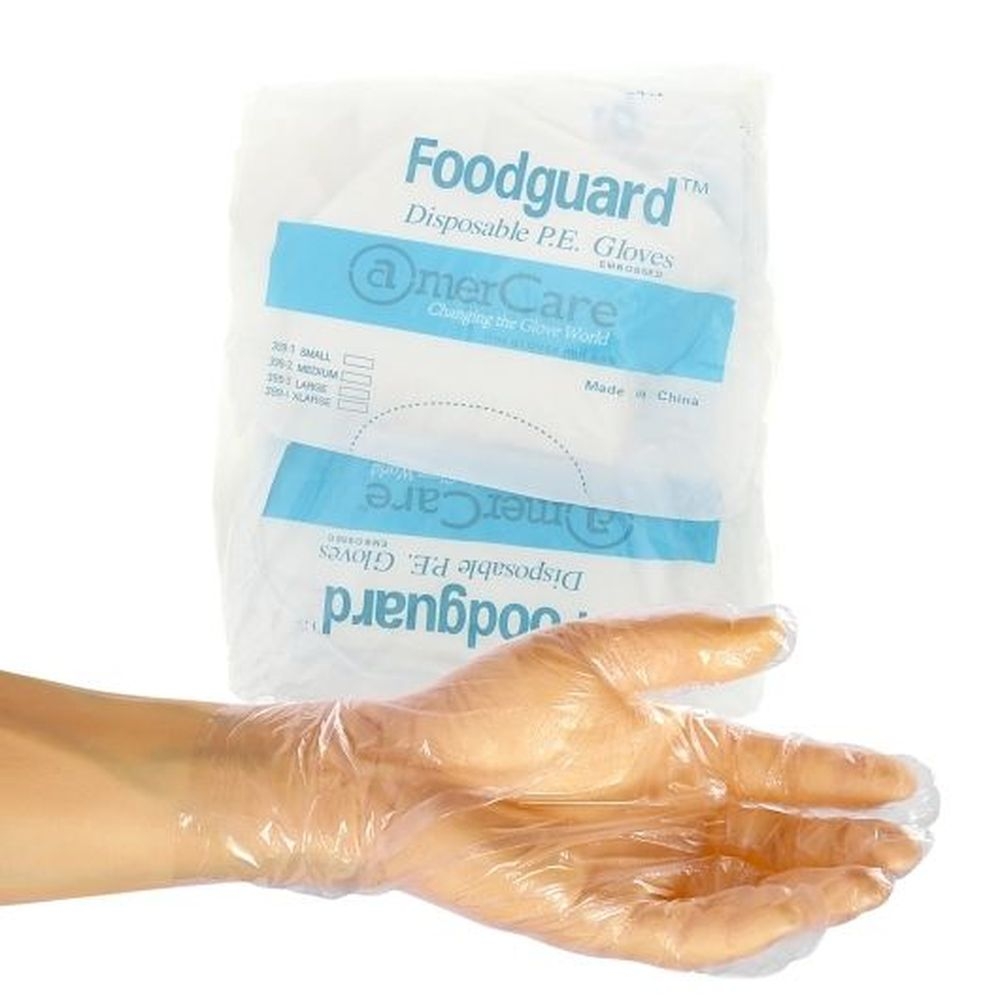 AmerCareRoyal Medium Clear Powder Free Foodguard Poly Gloves, 1000 count -- 10 per case