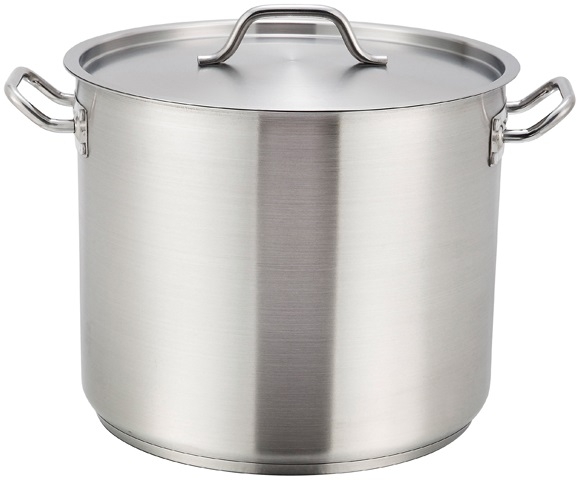 Winco Stainless Steel Stock Pot with Cover, 80 Quart