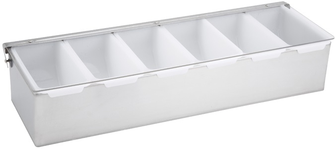Winco 6 Compartment Condiment Holder with Stainless Steel Base