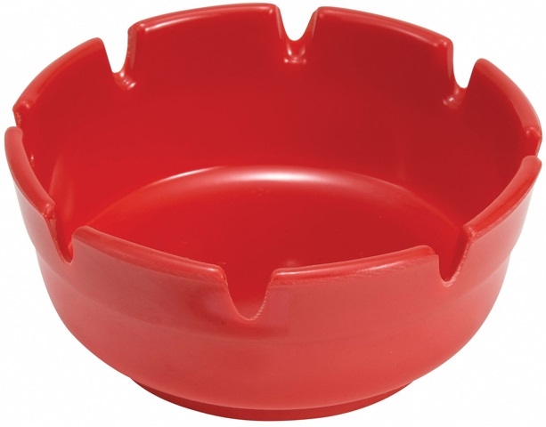 Winco Plastic Red Ashtray, 4 inch Dia. -- 12 per case