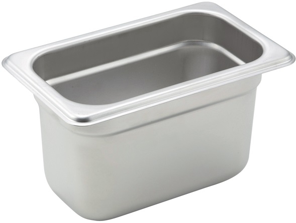 Winco 23 Gauge Stainless Steel Ninth Size Anti Jam Steam Pan, 4 inch Depth
